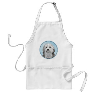 Lowchen Painting - Cute Original Dog Art Standard Apron