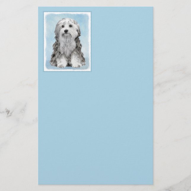 Lowchen Painting - Cute Original Dog Art Stationery (Front)