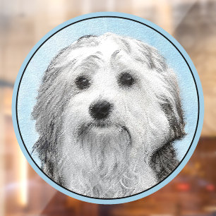 Lowchen Painting - Cute Original Dog Art Window Cling