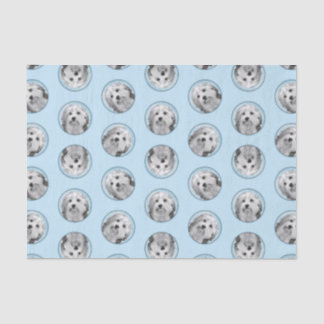 Lowchen Painting Silver and Cream Original Dog Art Tissue Paper