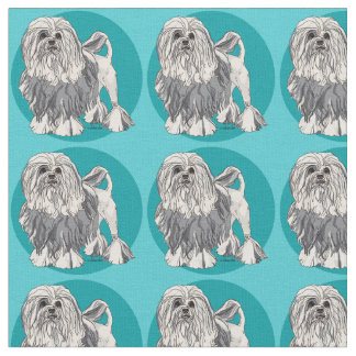 Lowchen Turquoise 2 Fabric