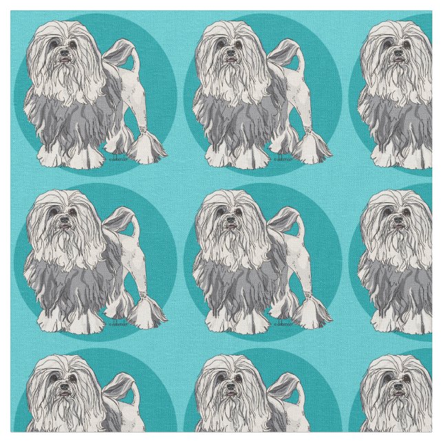 Lowchen Turquoise 2 Fabric (Close Up)