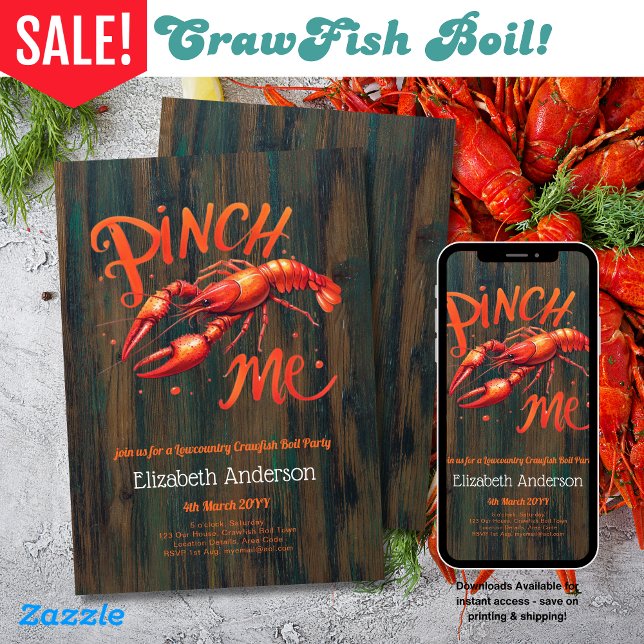 Lowcountry Boil Crawfish Party Rustic Invitation (Creator Uploaded)