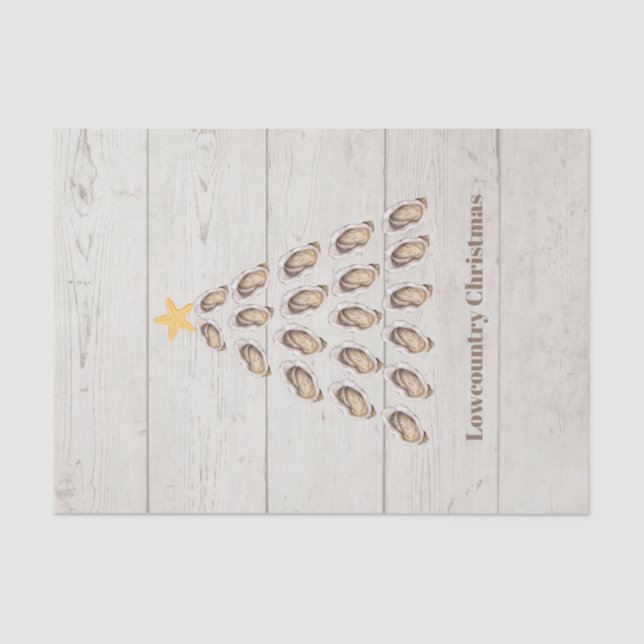 Lowcountry Oyster Christmas Tree on Wood Plank  Tissue Paper (Front)