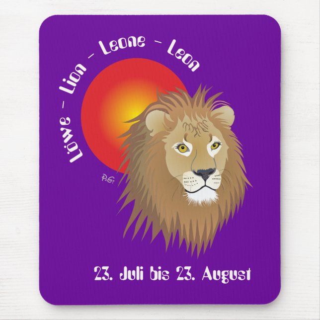 Löwe 23. Juli bis 22. August Mauspad Mouse Mat (Front)
