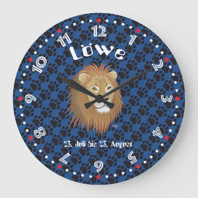 Löwe 23. Juli bis 22. August Uhr Large Clock (Front)