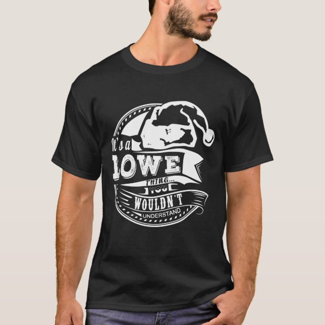 Lowe- Hat Xmas Personalised Name T-Shirt (Front)