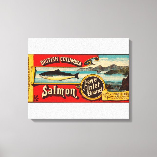 Lowe Inlet Brand Salmon Label Canvas Print (Front)