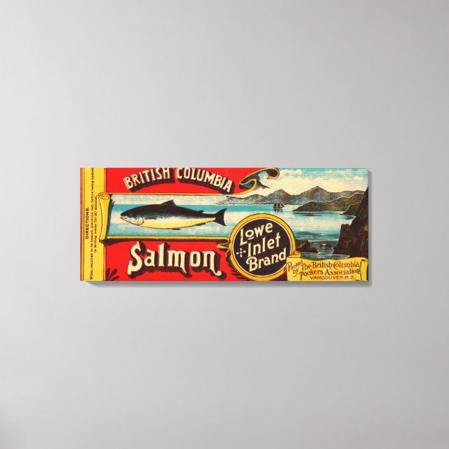 Lowe Inlet Brand Salmon Label Canvas Print (Front)