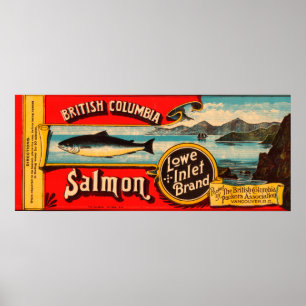 Lowe Inlet Brand Salmon Label Poster