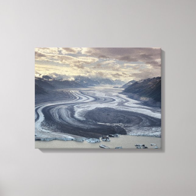 Lowell Glacier flows into the Alsek River in Canvas Print (Front)