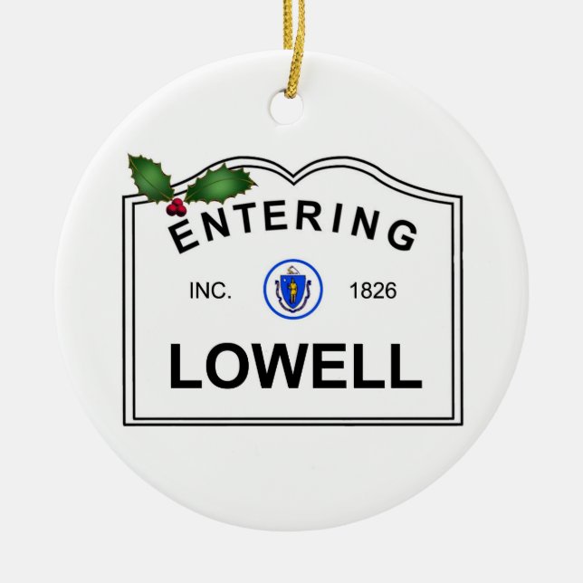 Lowell MA Ceramic Tree Decoration (Front)