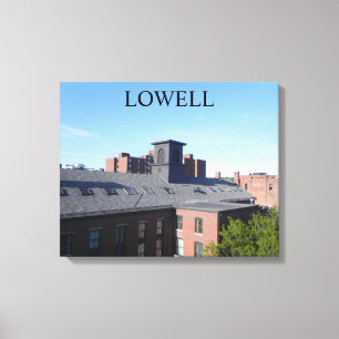 LOWELL MASSACHUSETTS ROOF TOP SERIES WRAPPED CANVAS PRINT