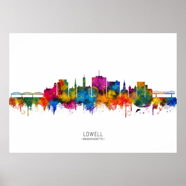 Lowell Massachusetts Skyline Poster (Front)