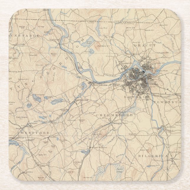 Lowell, Massachusetts Square Paper Coaster (Front)