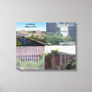 LOWELL MILL CITY COLLAGE WRAPPED CANVAS PRINT