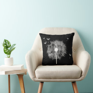 Löwenzahn Pusteblume - schwarz Cushion