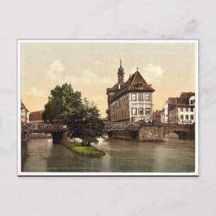 Lower bridge and rathhaus, Bamberg, Bavaria, Germa Postcard