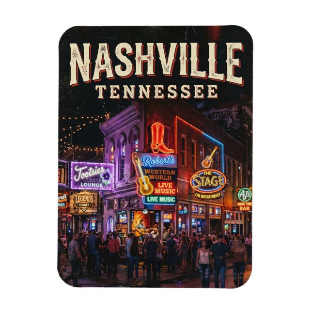 Lower Broadway Honky-Tonks USA Magnet (Vertical)