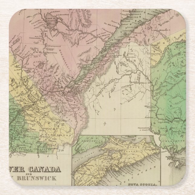 Lower Canada and New Brunswick Square Paper Coaster (Front)