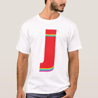 Lower Case Letter J Monogram Offset Rainbow T-Shirt