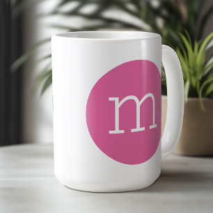 Lower Case Monogram with Circle - Pink and Teal Coffee Mug