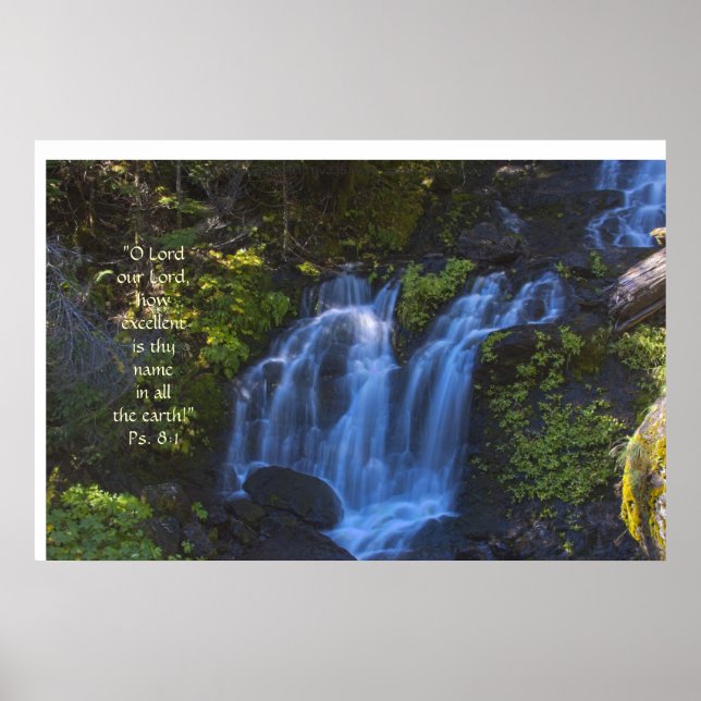 Lower Falls Creek Waterfall HDR Print w/Scripture (Front)