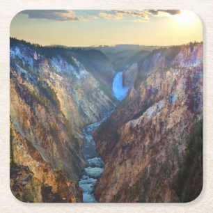 Lower Falls from Artist's Point Square Paper Coaster