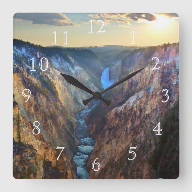 Lower Falls from Artist's Point Square Wall Clock (Front)