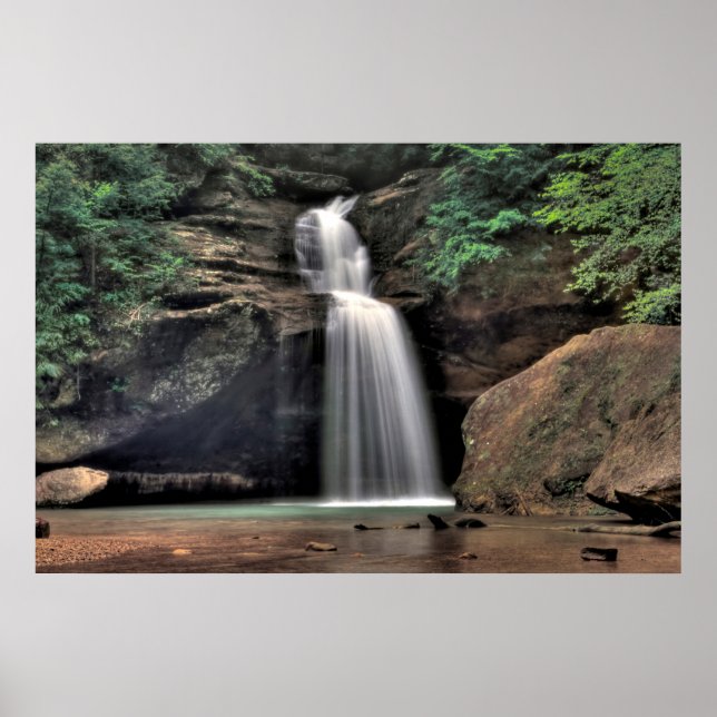 Lower Falls, Old Man's Cave, Hocking Hills, Ohio Poster (Front)