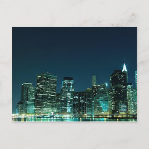 Lower Manhattan at Night, New York City Postcard