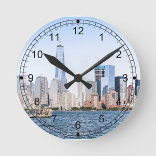 Lower Manhattan Color Sketch Wall Clock