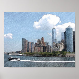 Lower Manhattan NYC Skyline Poster