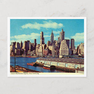 Lower Manhattan Skyline, 1970s Vintage Postcard