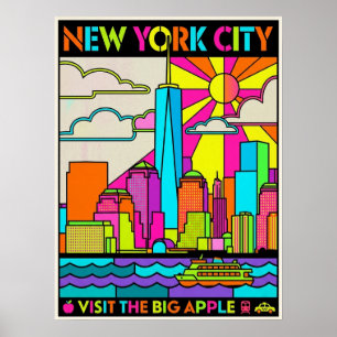 Lower manhattan skyline and harbour poster