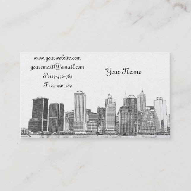 lower Manhattan Skyline, New York City Business Card (Front)