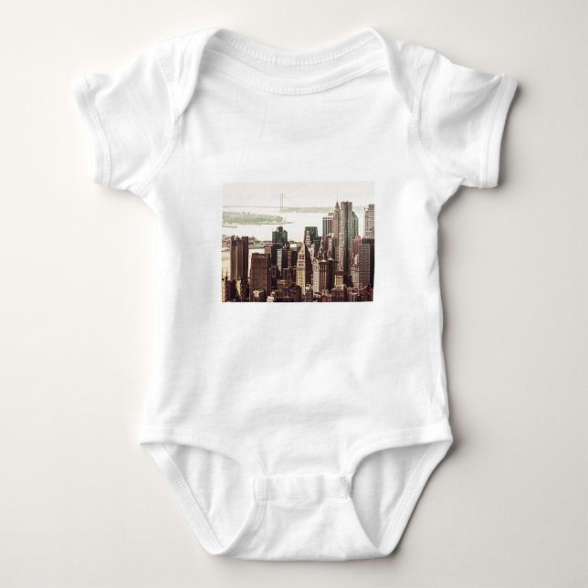 Lower Manhattan Skyline - View from Midtown Baby Bodysuit (Front)