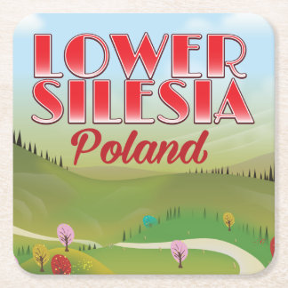 lower Silesia Poland travel poster Square Paper Coaster