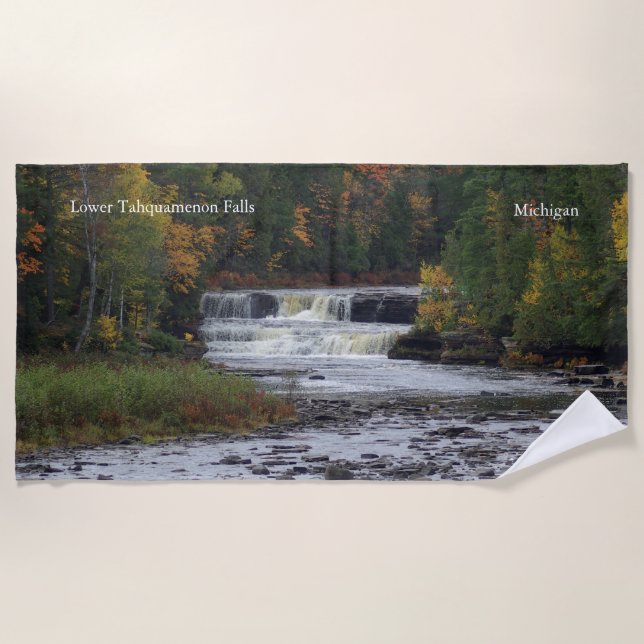 Lower Tahquamenon Falls beach towel (Front)