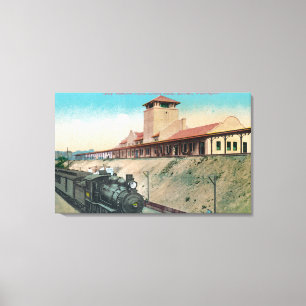 Lower View of Great Northern Depot and Train Canvas Print