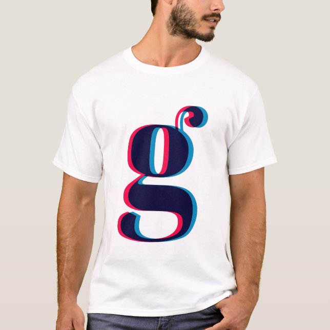 Lowercase Letter G Anaglyphic Monogram T-Shirt (Front)