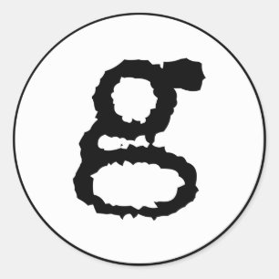 lowercase letter g in black classic round sticker