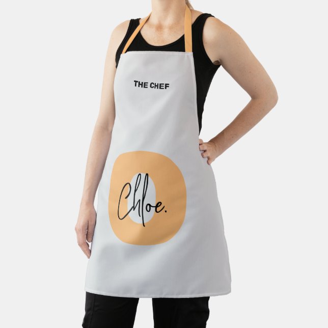 Lowercase Orange Initial Script Name Chef Apron (Insitu)