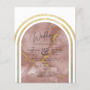 Lowest BUDGET All-in-1 Rose Gold Marble Wedding Flyer