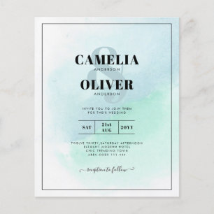 Lowest BUDGET All-in-1 Wedding Sea Glass Teal Flyer