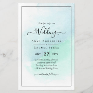 Lowest BUDGET All-in-1 Wedding Sea Glass Teal   Flyer