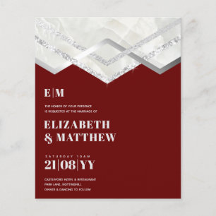Lowest BUDGET Burgundy Silver Wedding FLYER