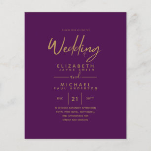 Lowest Budget Magenta Gold Simple Wedding Flyer