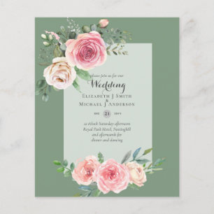 LOWEST BUDGET Pink Roses Floral Wedding Invites Flyer