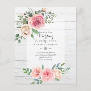LOWEST BUDGET Pink Roses Floral Wedding Invites Flyer
